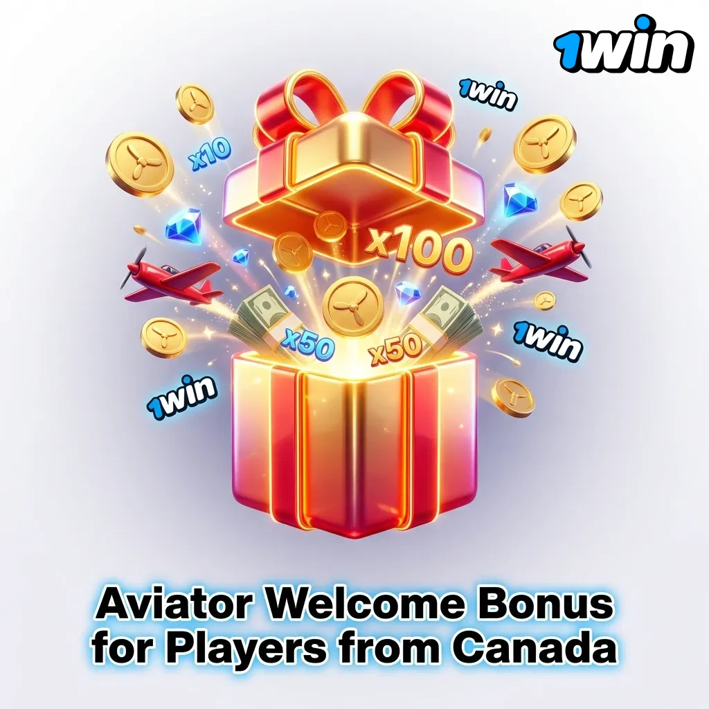 1win casino welcome bonus offer showing 500% up to 3,120 CAD for Canadian players to use on Aviator game