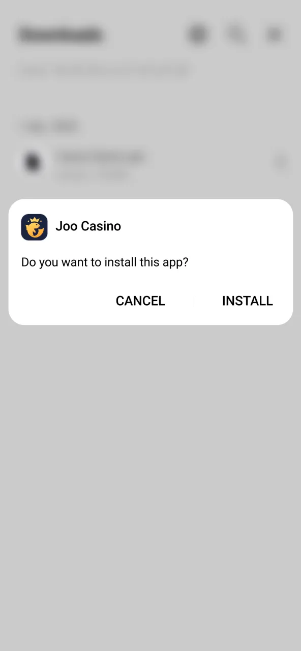 Locate the Joo Casino APK in your files and start installation.