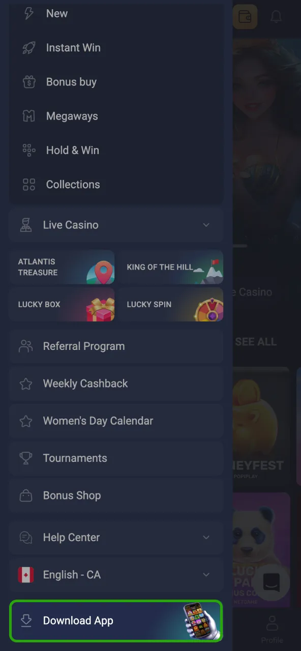 Tap download on Joo Casino for your device version.