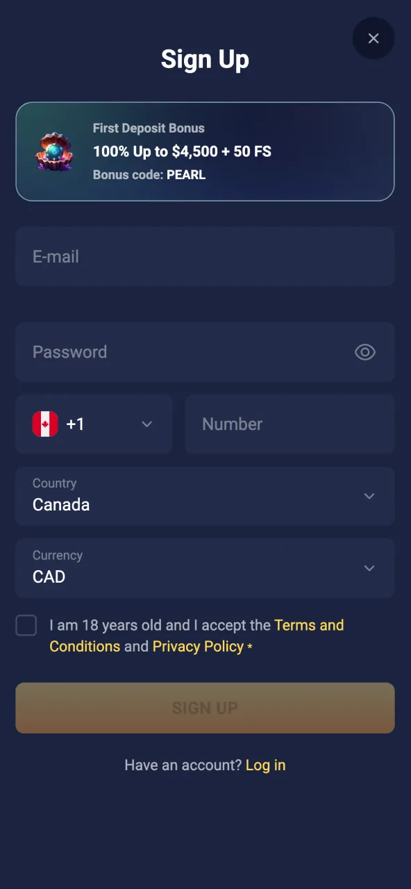 Download the Joo Casino app then open it to create your account.