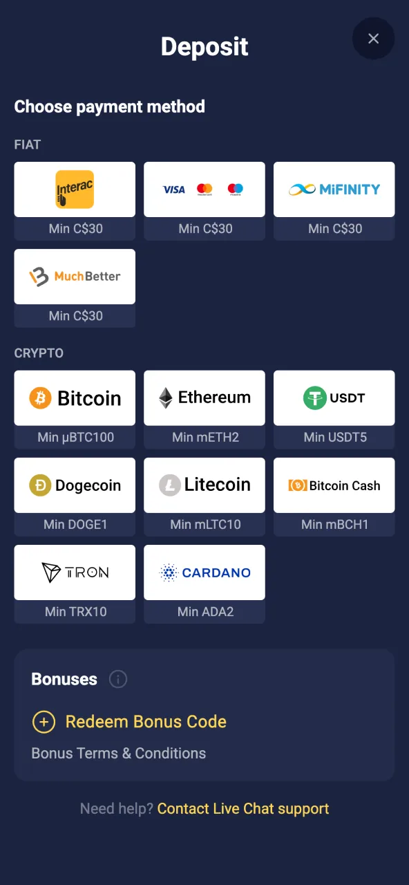 Make your first payment on Joo Casino to unlock features.